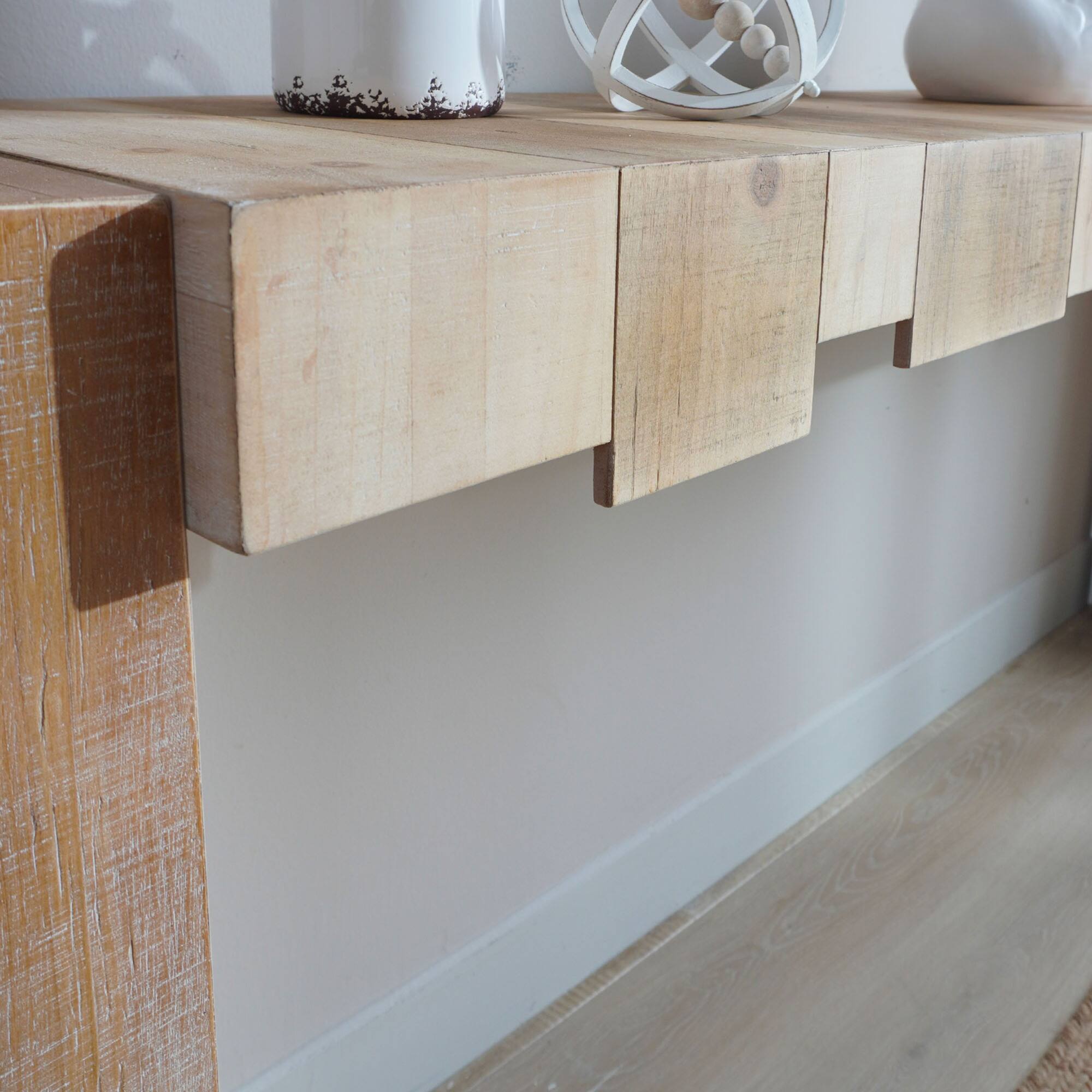 Alt View 8. GOODSILO - Modern Rustic Entryway Console Table with Sculpted Block Design - Narrow Sofa Table for Hallway or Living Room - Multicolor.