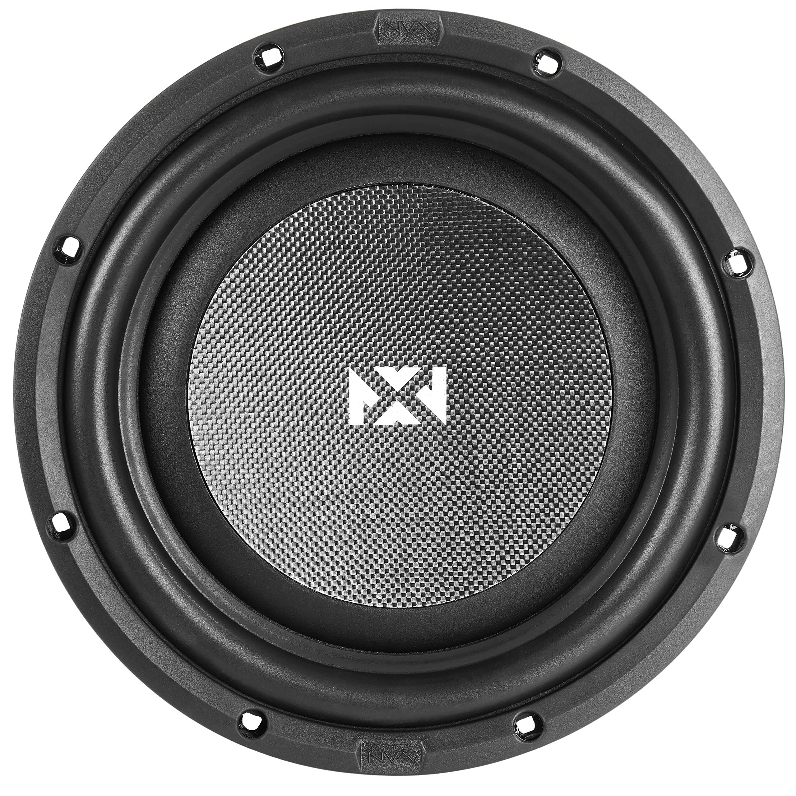 Left. NVX - SMW10D4 700W Peak (350W RMS) S-Series Shallow-Mount 10in Dual 4-Ohm Subwoofer.