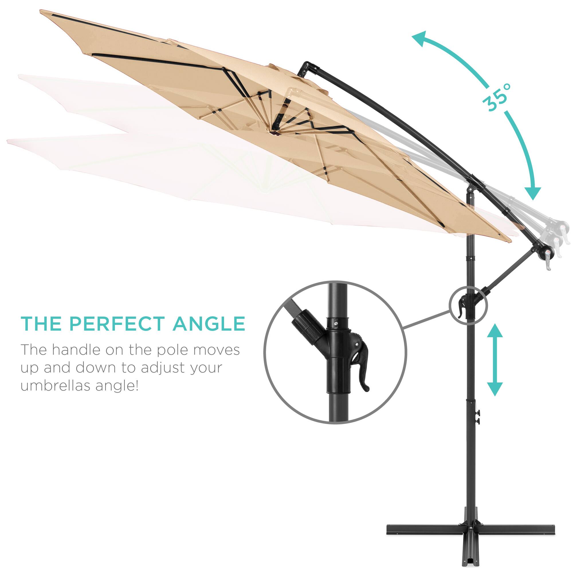 THE PERFECT ANGLE

The handle on the pole moves up and down to adjust your umbrella's angle!
