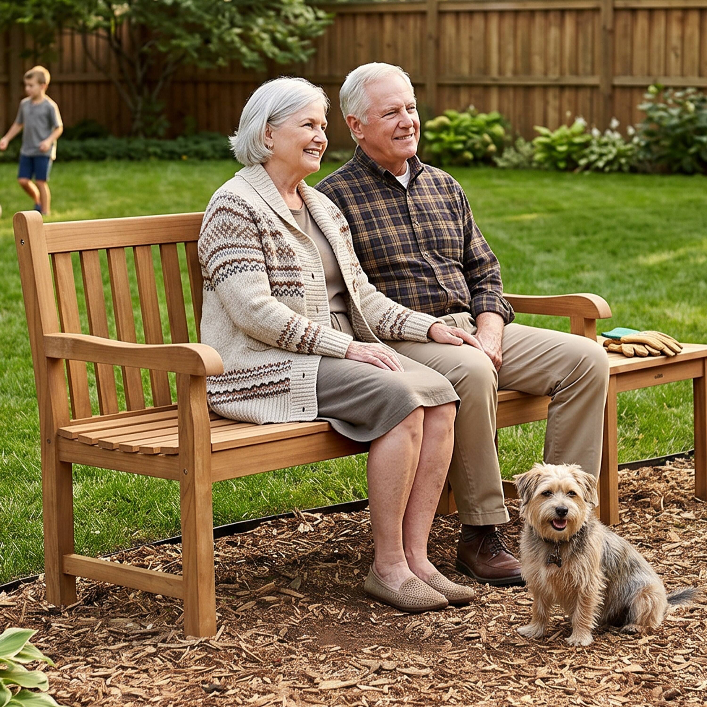 Alt View 10. Sunnydaze - Sunnydaze 2-Person Teak Patio Bench for Outside - Beige.
