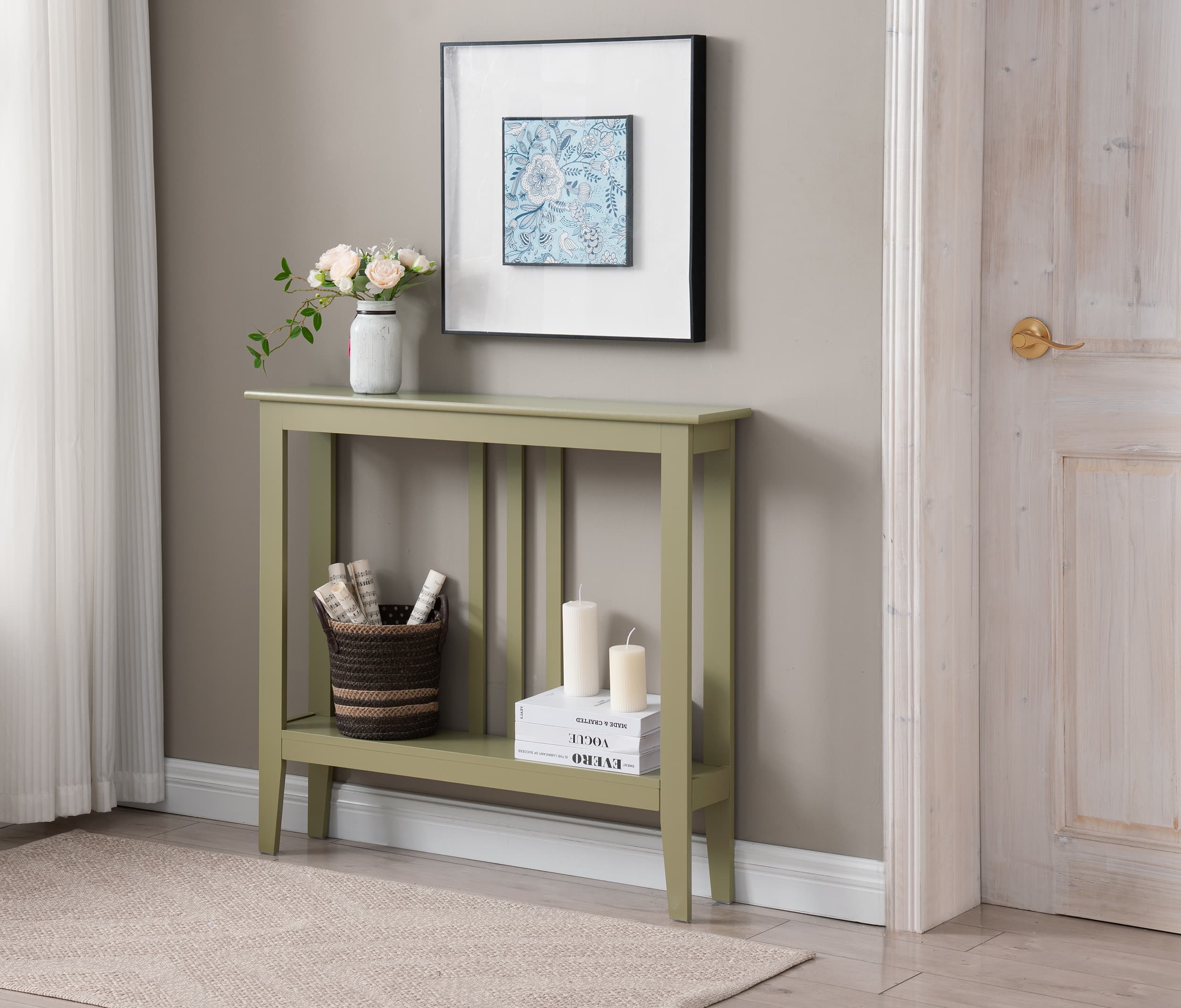 Kings Brand Furniture - Entryway Table - Narrow Console Table - Console Table with Storage - Natural