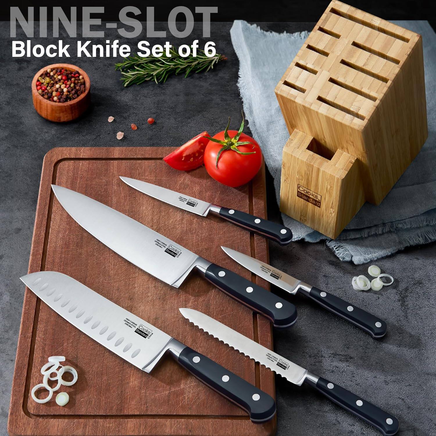 NINE-SLOT Block Knife Set of 6