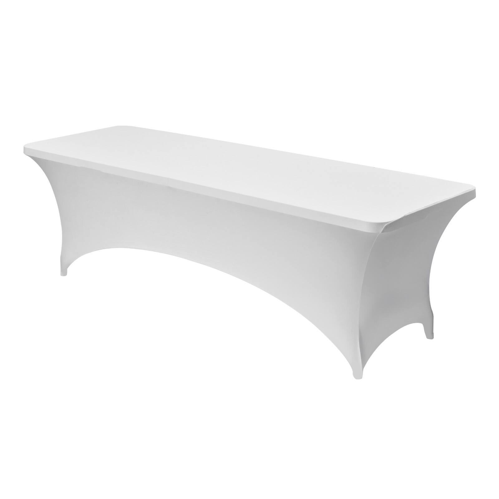 Alt View 5. VEVOR - 6 Pack Table Cloth for 8FT Rectangular Fitted Events, Wrinkle-Resistant Stretch White Table Covers - White.