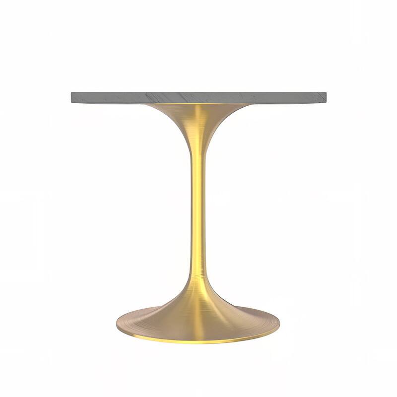 Alt View 3. LeisureMod - Verve 27 Inch Square Dining Table with Laminated White Marbleized Top, Brushed Gold Base Modern Bistro Accent Table - White.