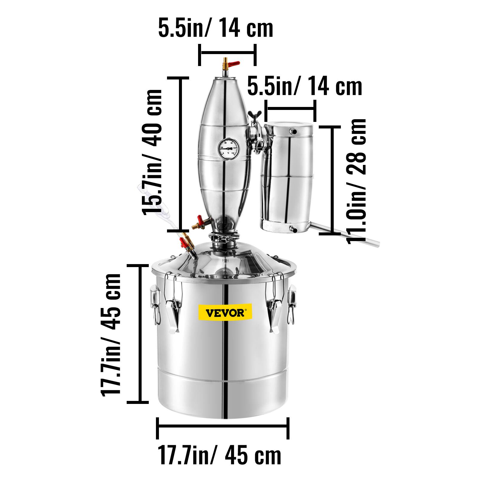 - 5.5in / 14 cm
- 15.7in / 40 cm
- 17.7in / 45 cm
- 11.0in / 28 cm