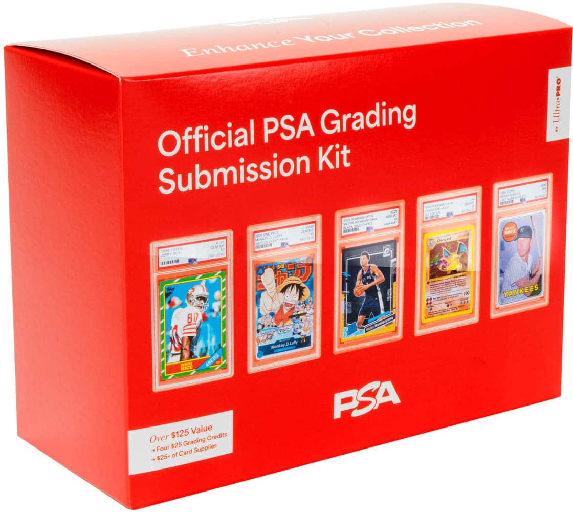 Your Collection Enhance Official PSA Grading Kit Submission Ultra-PRO
Over $125 Value
Four $25 Grading Credits
$25 of Card Supplies
Monkey D. Luffy
Yankees
ESCRS Rice
FSA