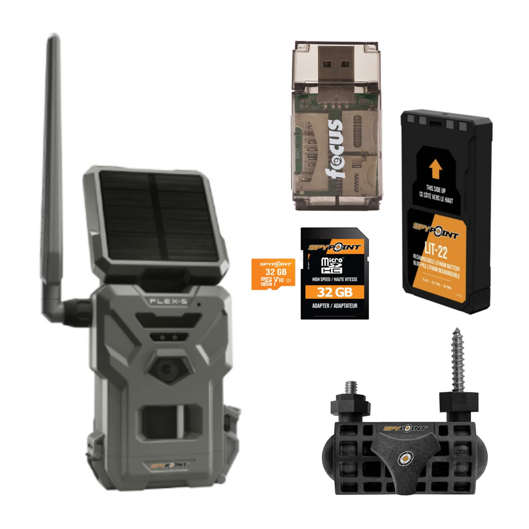 Spypoint - FLEX-S Solar Outdoor Cellular Trail Camera Integrated Solar Panel Kit