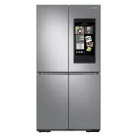 Samsung - 23 cu. ft. 4-Door Flex Counter Depth Smart Refrigerator with Family Hub - Stainless Steel - Front_Zoom