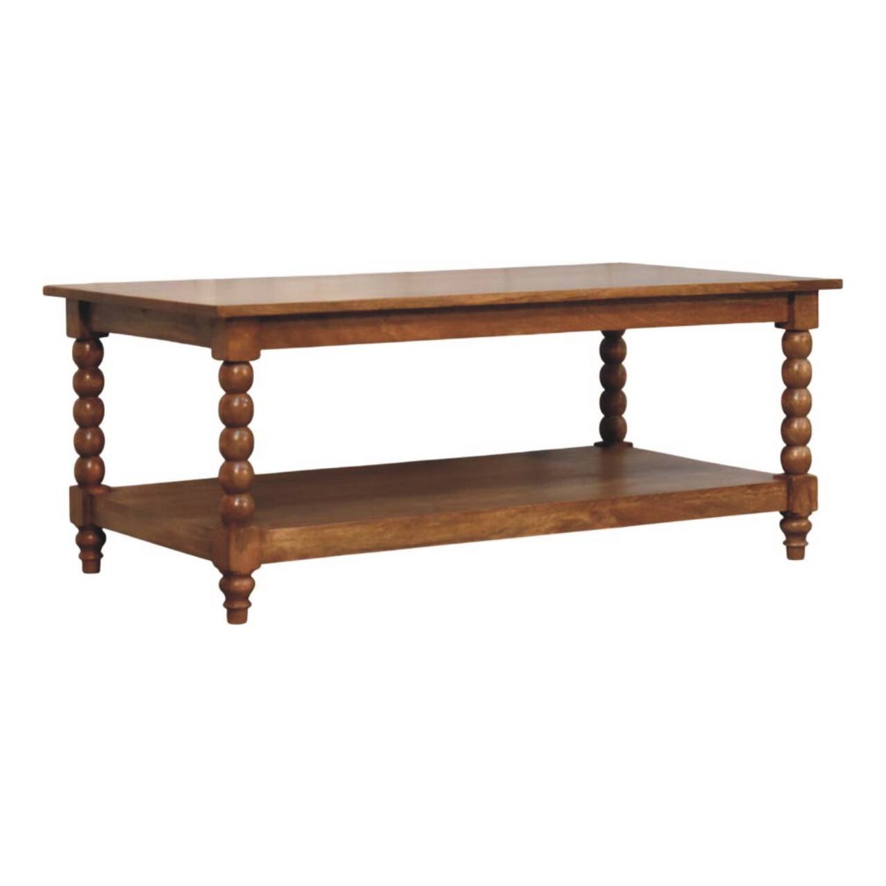 Angle. Artisan Furniture - Spindle Coffee Table with Open Shelf, Brown - Brown.