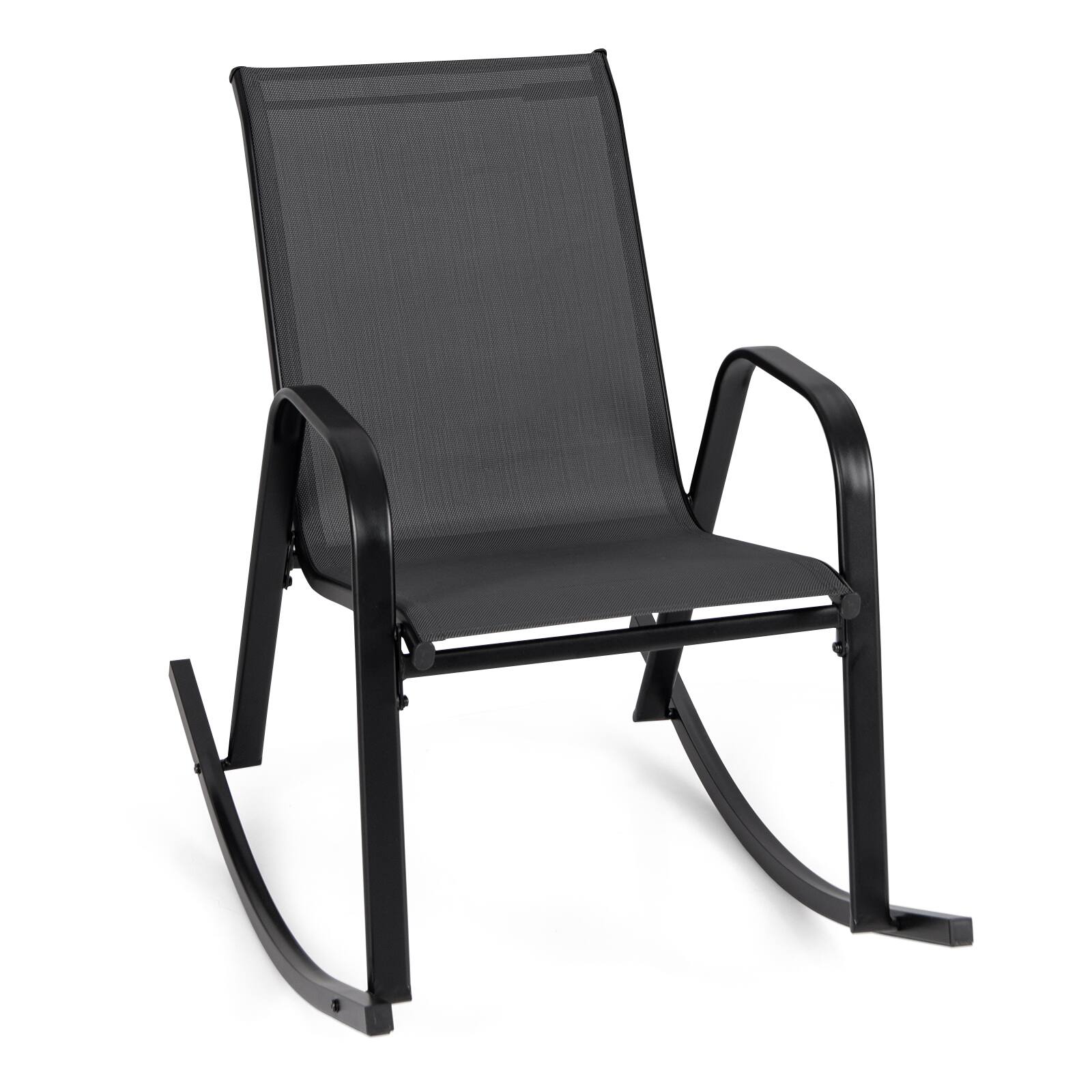 Alt View 4. Gymax - Gymax 2 PCS Patio Rocking Chair Outdoor Ergonomic Rockers w/ Breathable Fabric Seat Black - Black.