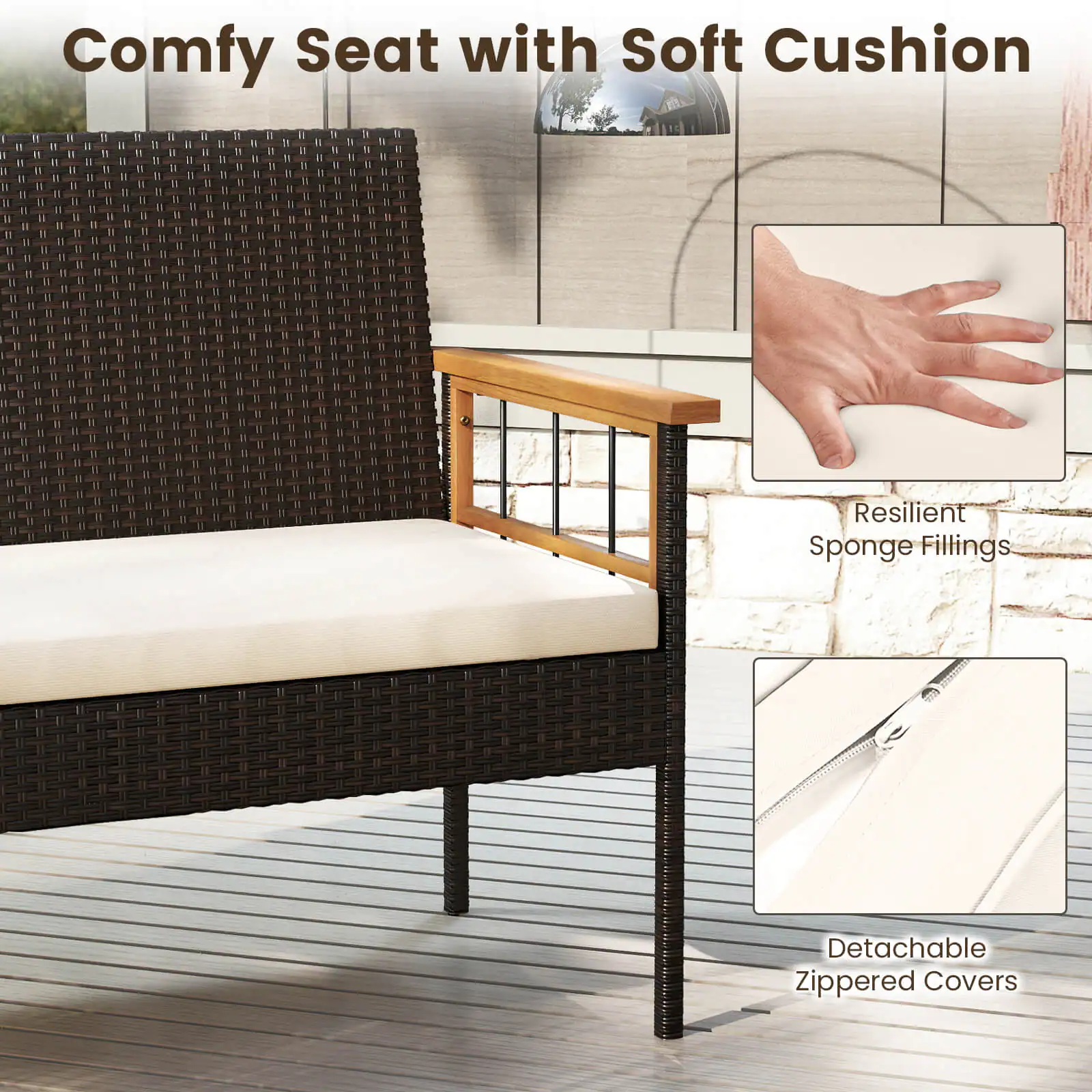 Comfy Seat with Soft Cushion

- Resilient Sponge Fillings
- Detachable Zippered Covers