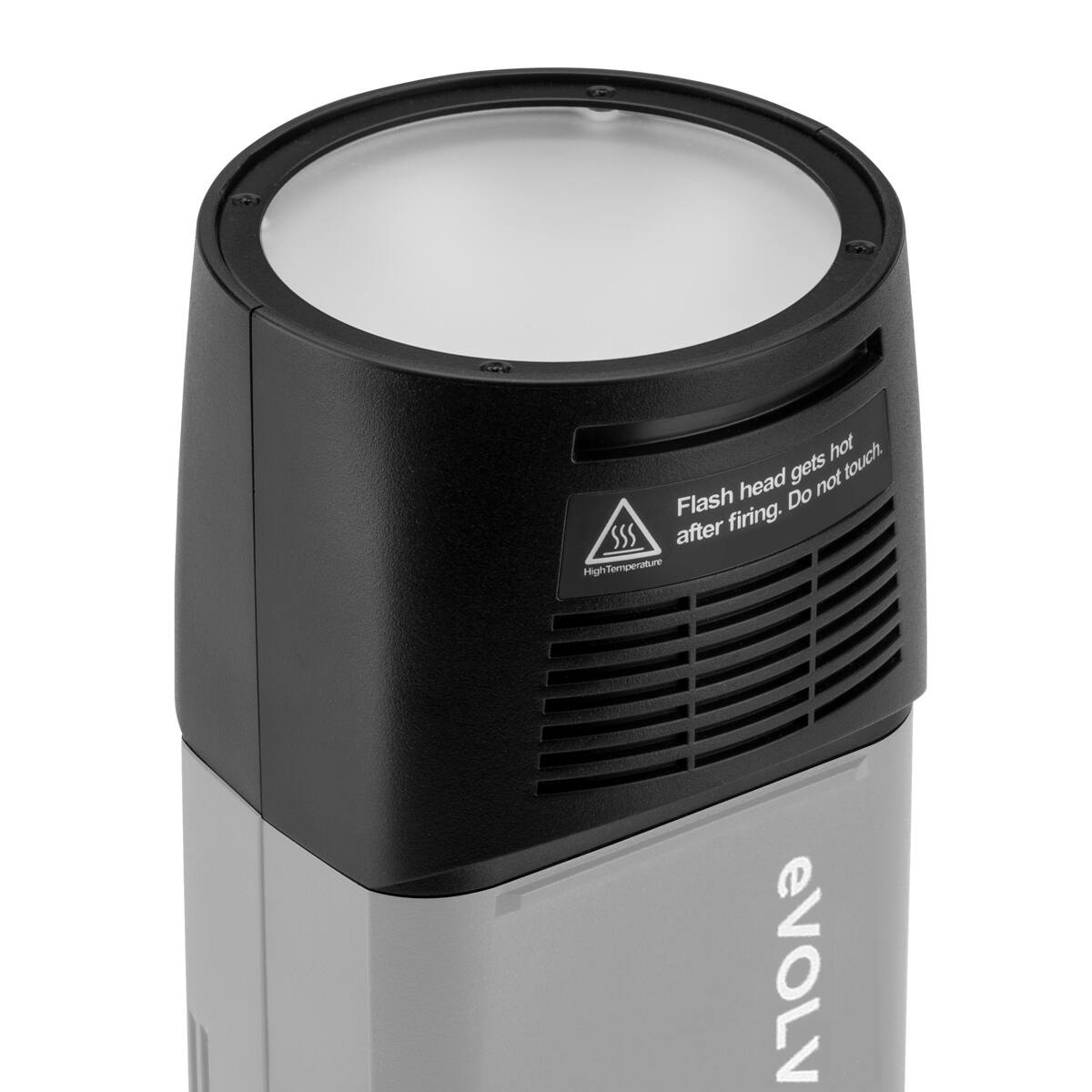 Flash head gets hot after firing. Do not touch. High Temperature
