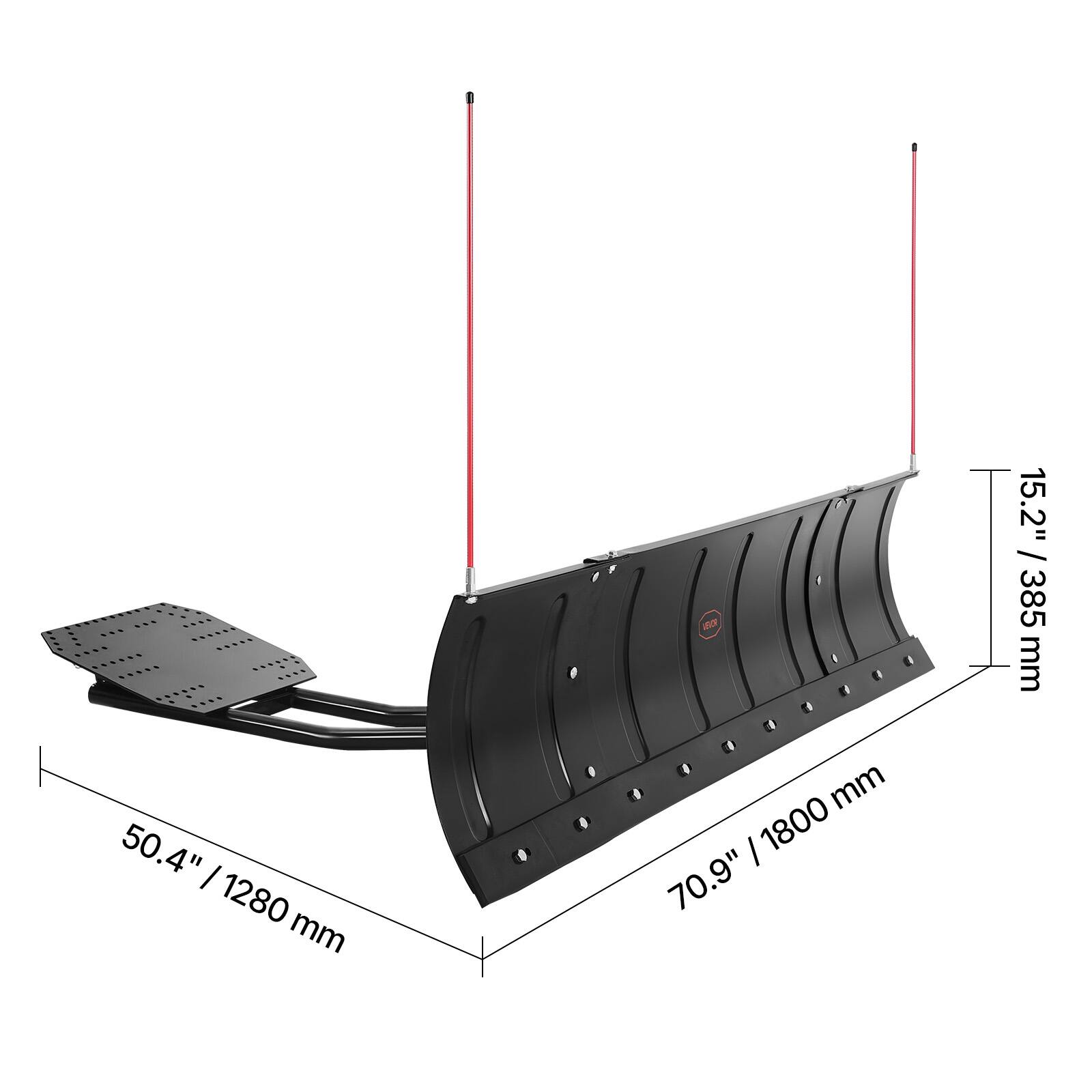- 15.2" / 385 mm
- 50.4" / 1280 mm
- 70.9" / 1800 mm