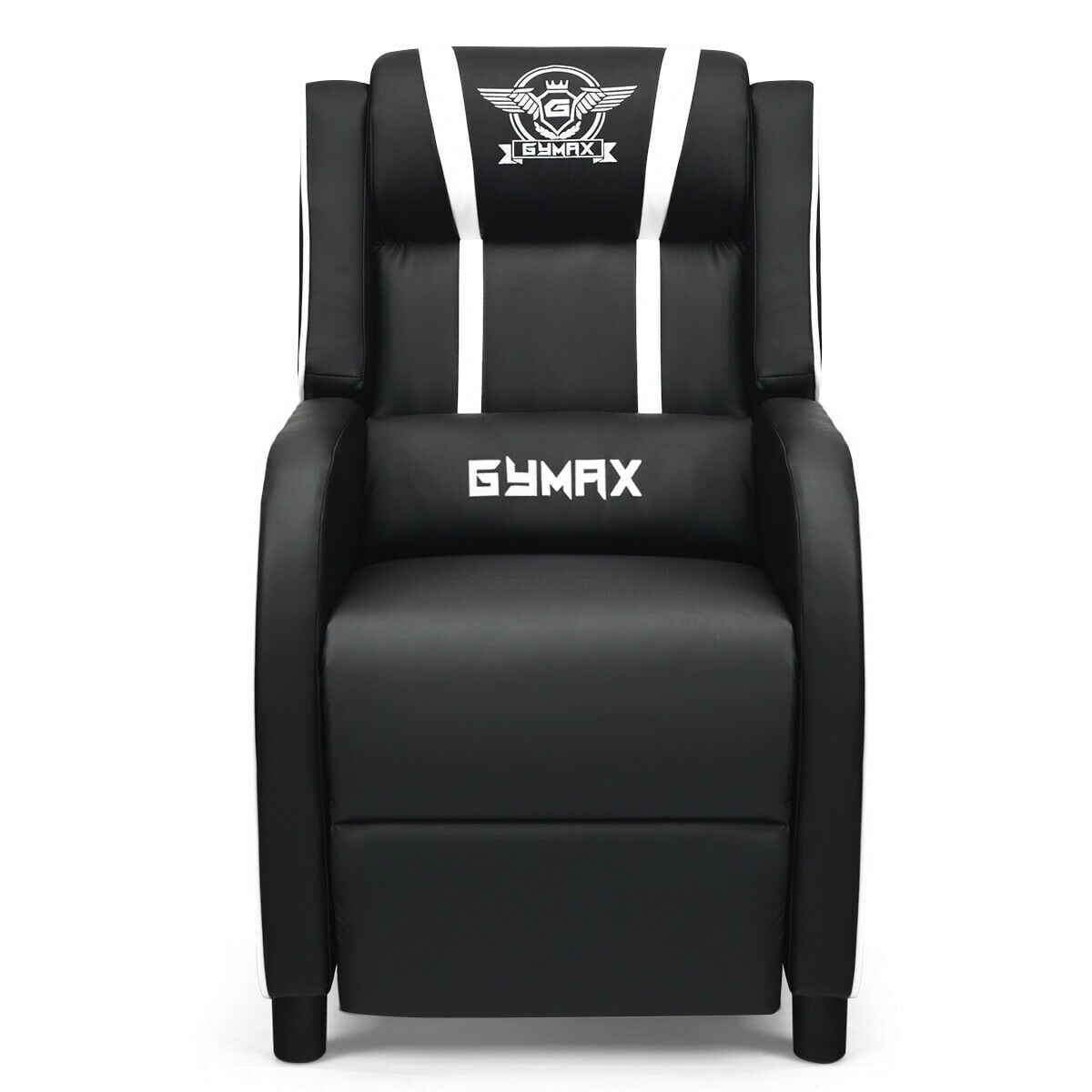 WELLFOR - Massage Racing Gaming Single Recliner Chair - White + Black