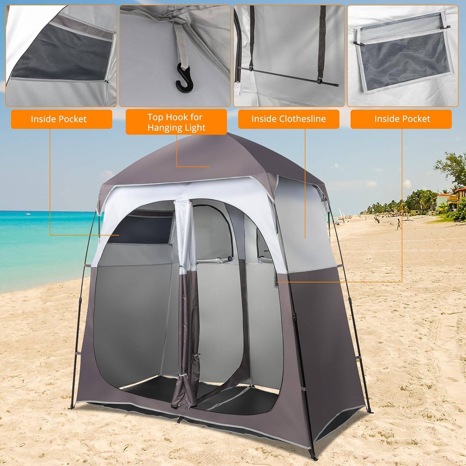 - Inside Pocket
- Top Hook for Hanging Light
- Inside Clothesline
- Inside Pocket