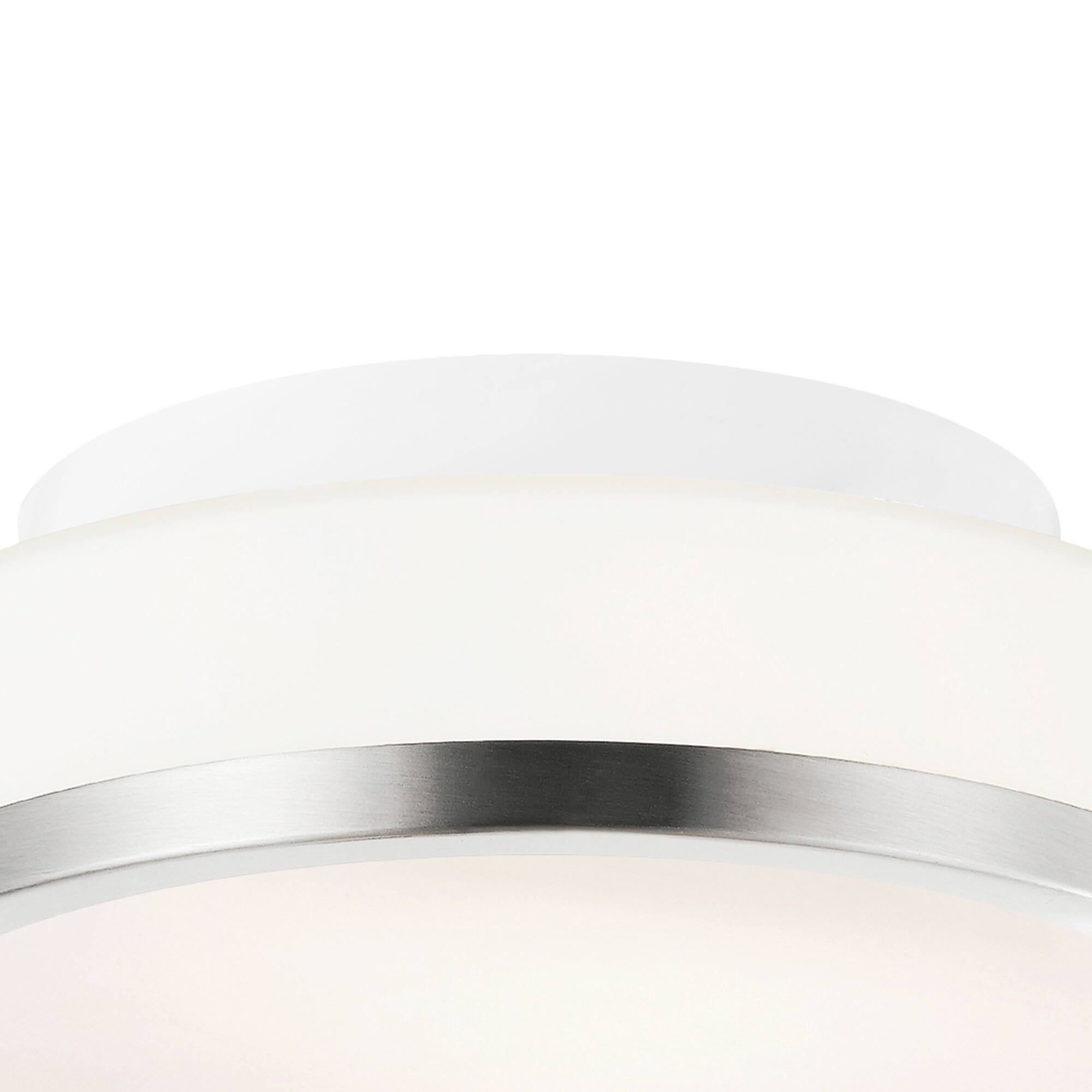 Alt View 1. CWI Lighting - Frosted 1 Light Drum Shade Flush Mount With Satin Nickel Finish - Satin Nickel.