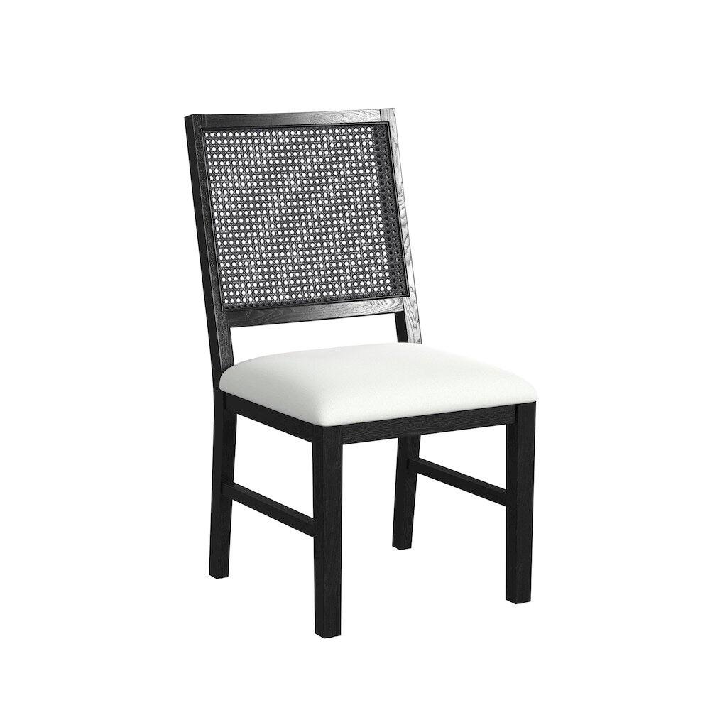 Alt View 1. Picket House Furnishings - Grenada Dining Chair with White Fabric in Black - Black.
