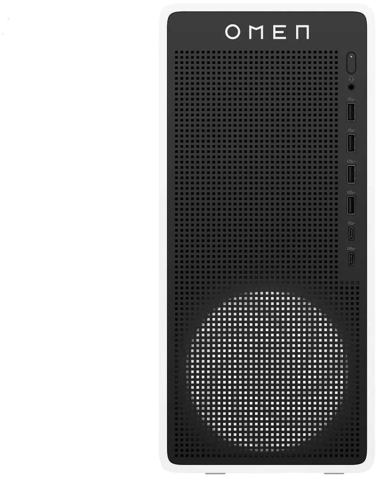 Angle. HP - OMEN 16L Gaming Desktop PC, Intel Core Ultra 7 265F, NVIDIA GeForce RTX 5060, 32GB Memory, 1TB SSD, Wi-Fi 6. - Black.