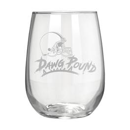 Great American Products - Cleveland Browns Etched 17oz. Rally Cry Stemless Wine Glass - Multicolor