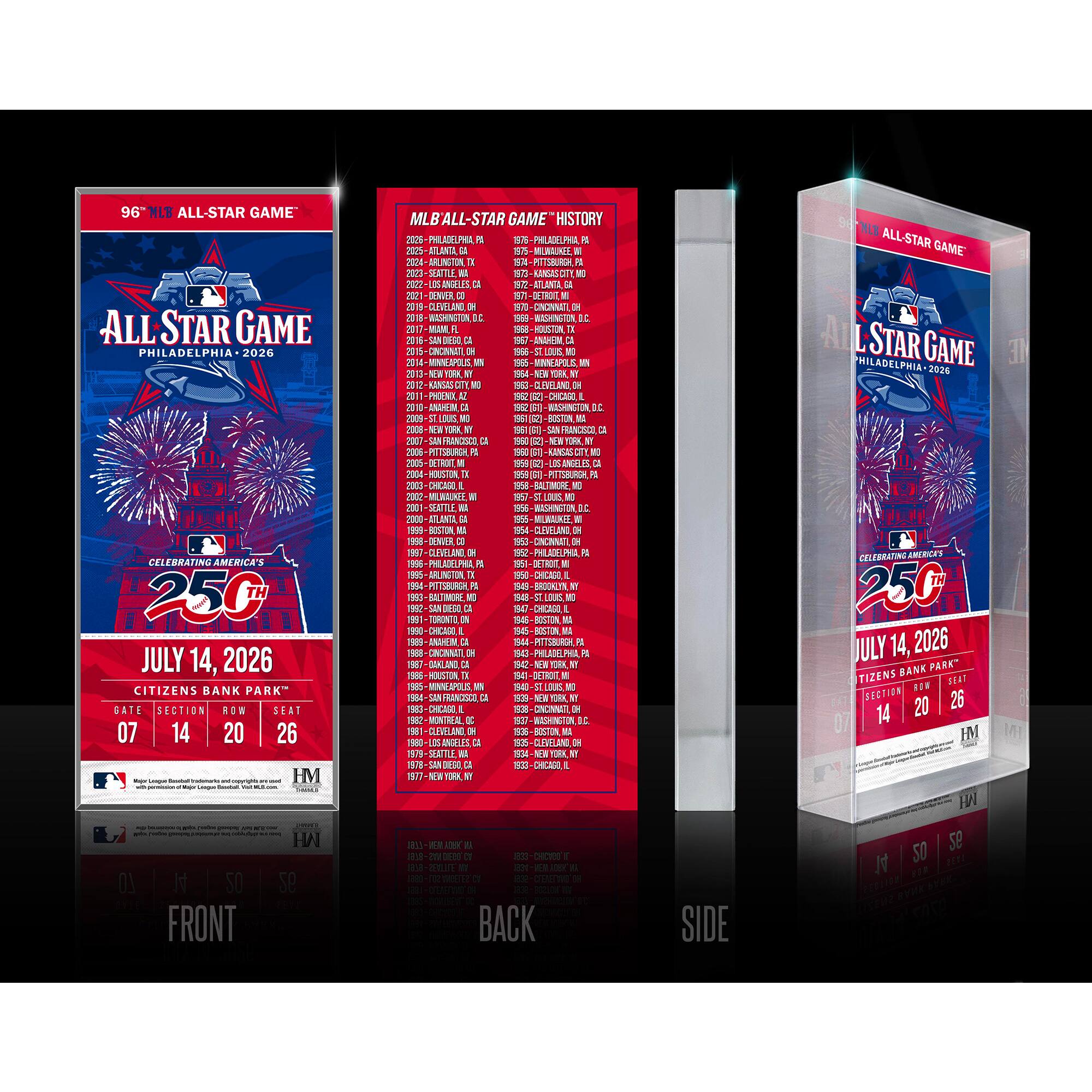 2026 MLB All-Star Game 3D Ticket Block Art