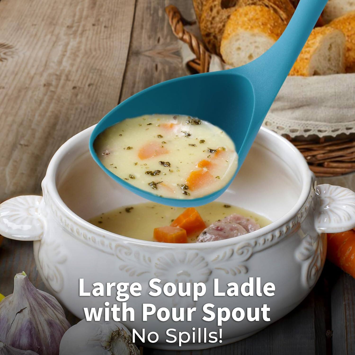 Large Soup Ladle with Pour Spout  
No Spills!