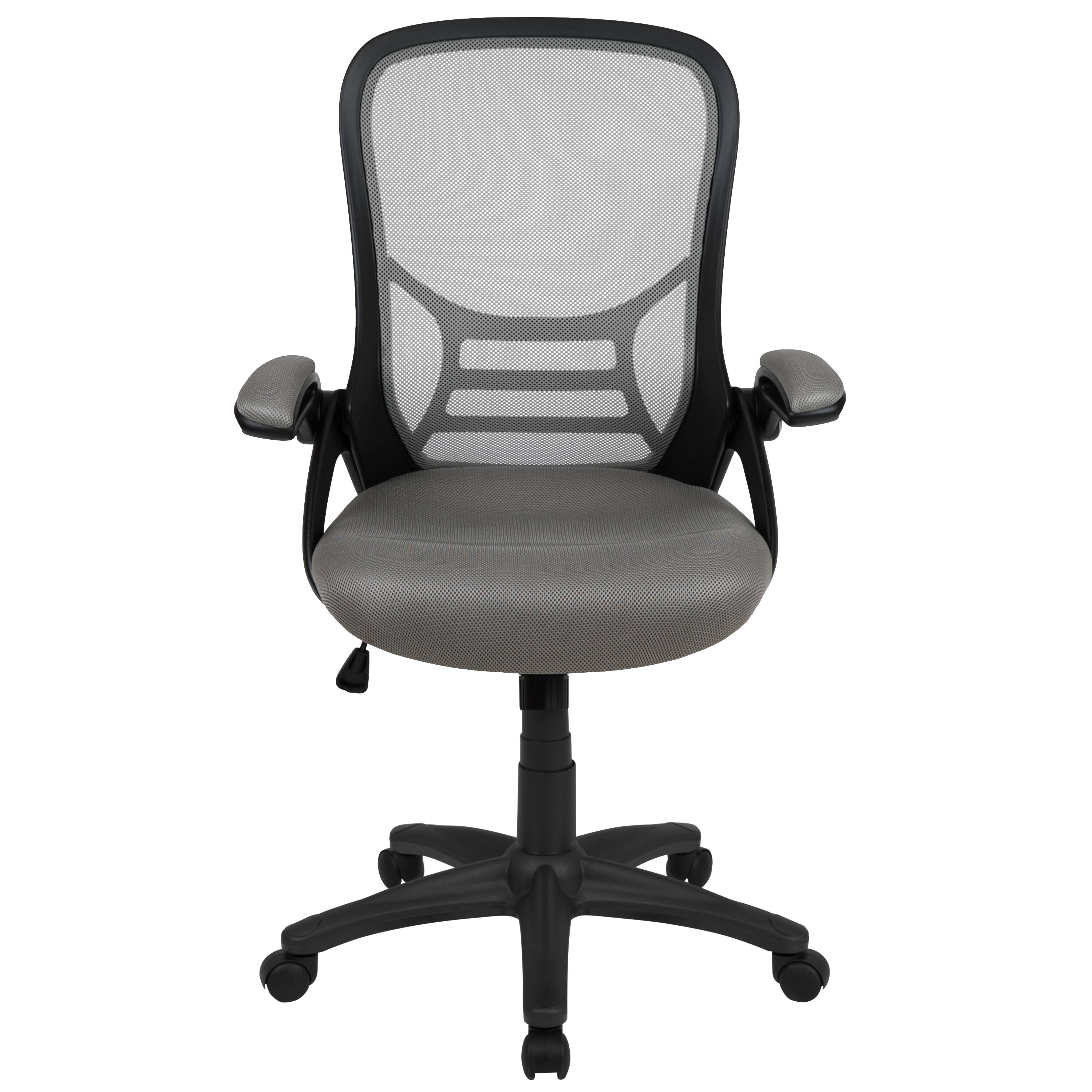 Alt View 7. Emma + Oliver - High Back Mesh Ergonomic Office Chair with Flip-up Arms - Light Gray.