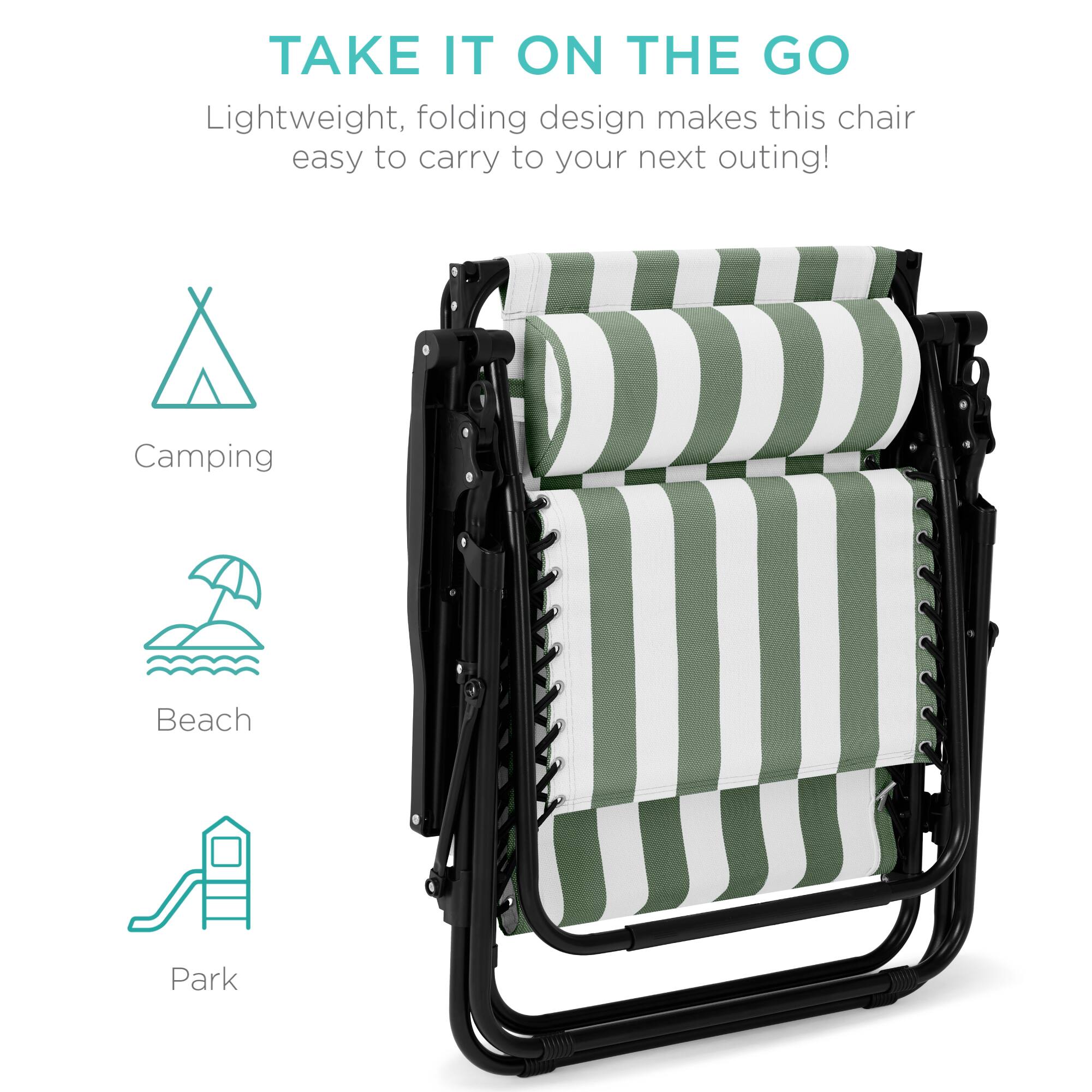 TAKE IT ON THE GO  
Lightweight, folding design makes this chair easy to carry to your next outing!  

Camping  
Beach  
Park