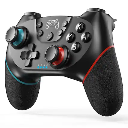 Front. Dazzling Pops - upgraded controller for switch oled switch remote joystick gamepad supports wake up gyro axis turbo dual - Black.