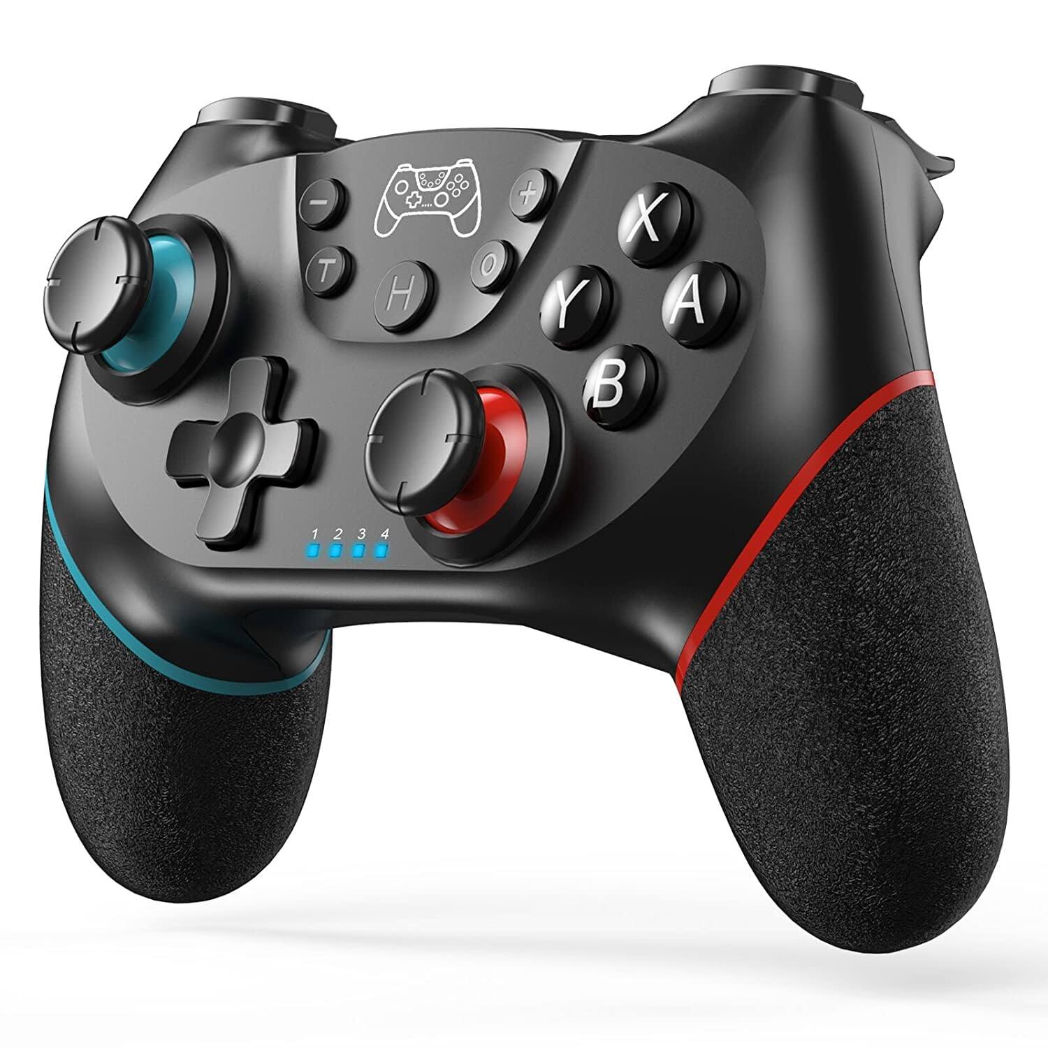 Front. Dazzling Pops - upgraded controller for switch oled switch remote joystick gamepad supports wake up gyro axis turbo dual - Black.
