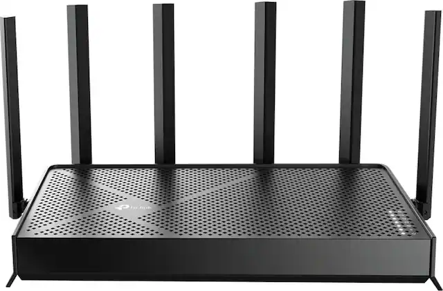 Front. TP-Link - Archer BE12000 Tri-Band Wi-Fi 7 Router - Black.