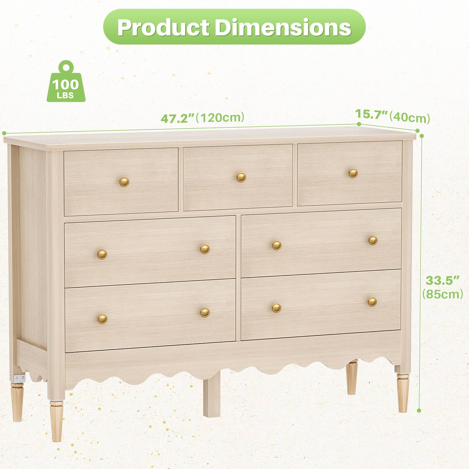 Product Dimensions: 100 LBS, 47.2" (120cm), 15.7" (40cm), 33.5" (85cm)