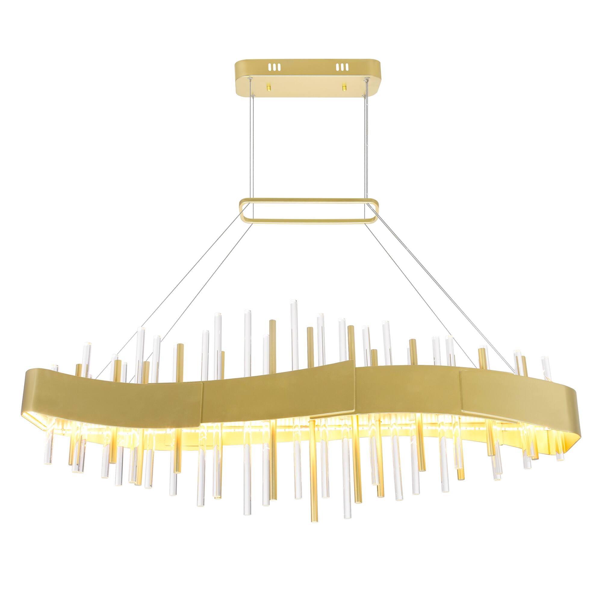 Angle. CWI Lighting - Millipede 40 in LED Satin Gold Chandelier - Satin Gold.