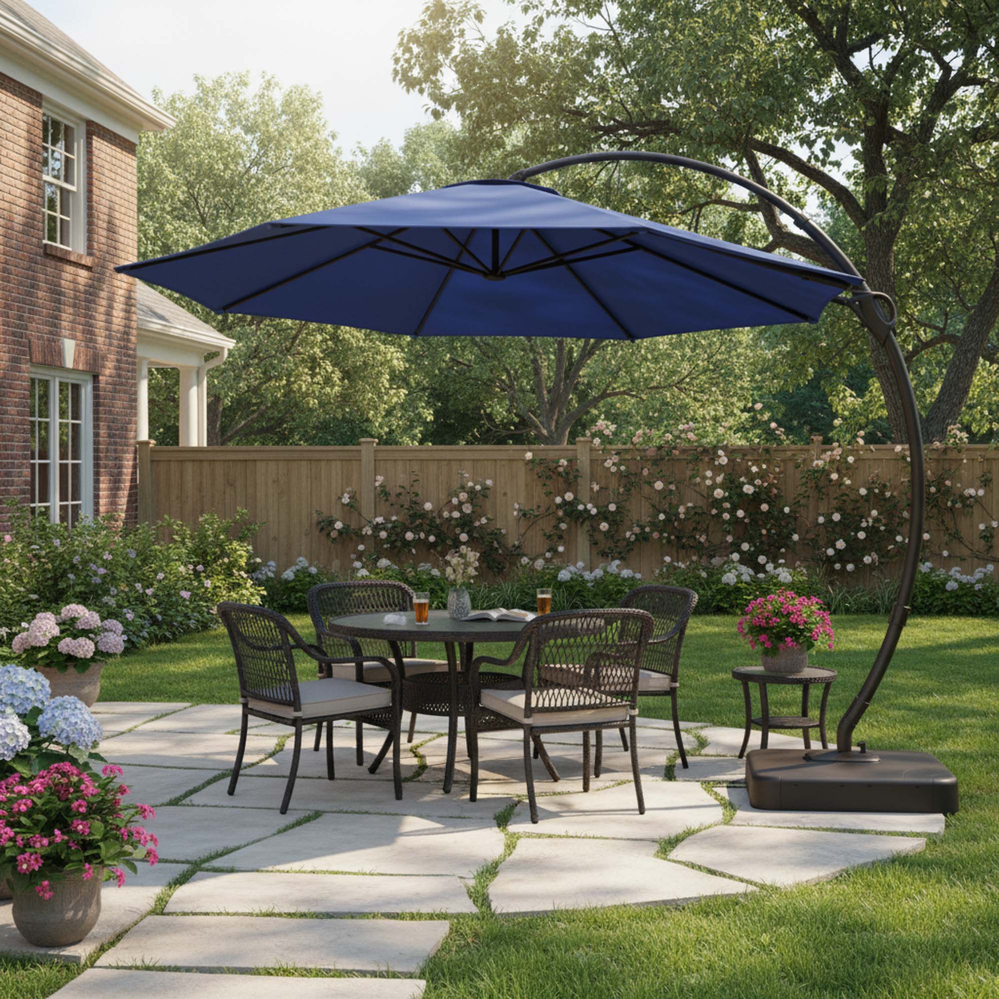Alt View 1. Boyel Living - 11ft New Navy Blue Cantilever Patio Umbrella UV Protection - Navy blue.