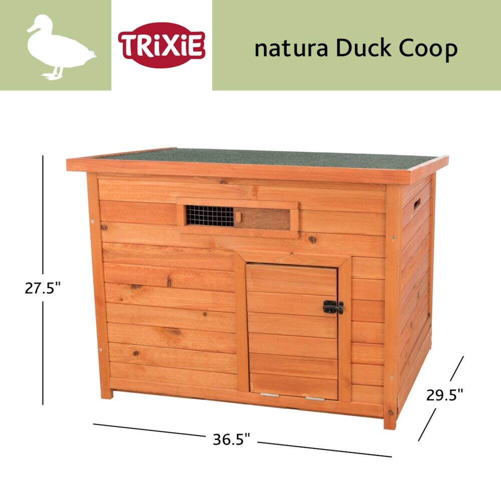 TRIXIE Natura Weatherproof Wooden Outdoor Duck Coop with Pull Out