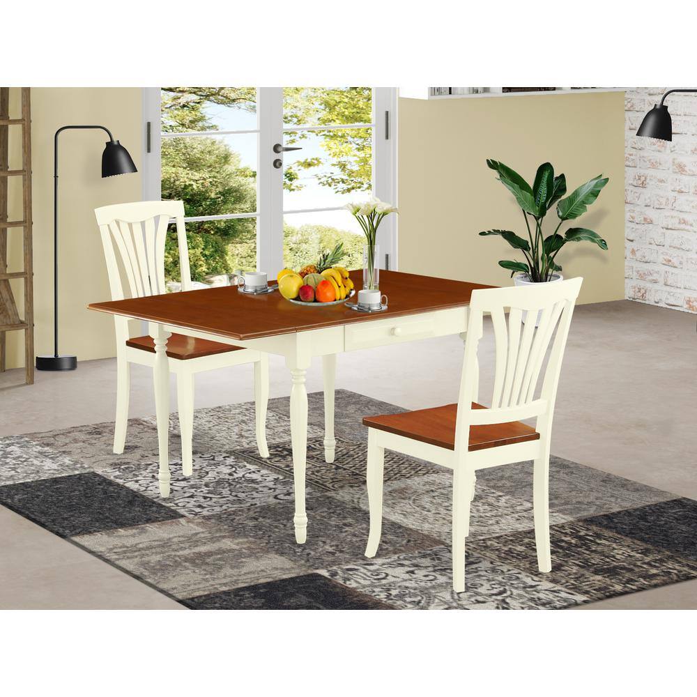 Left. East West Furniture - Dining Room Set Buttermilk & Cherry - Brown.