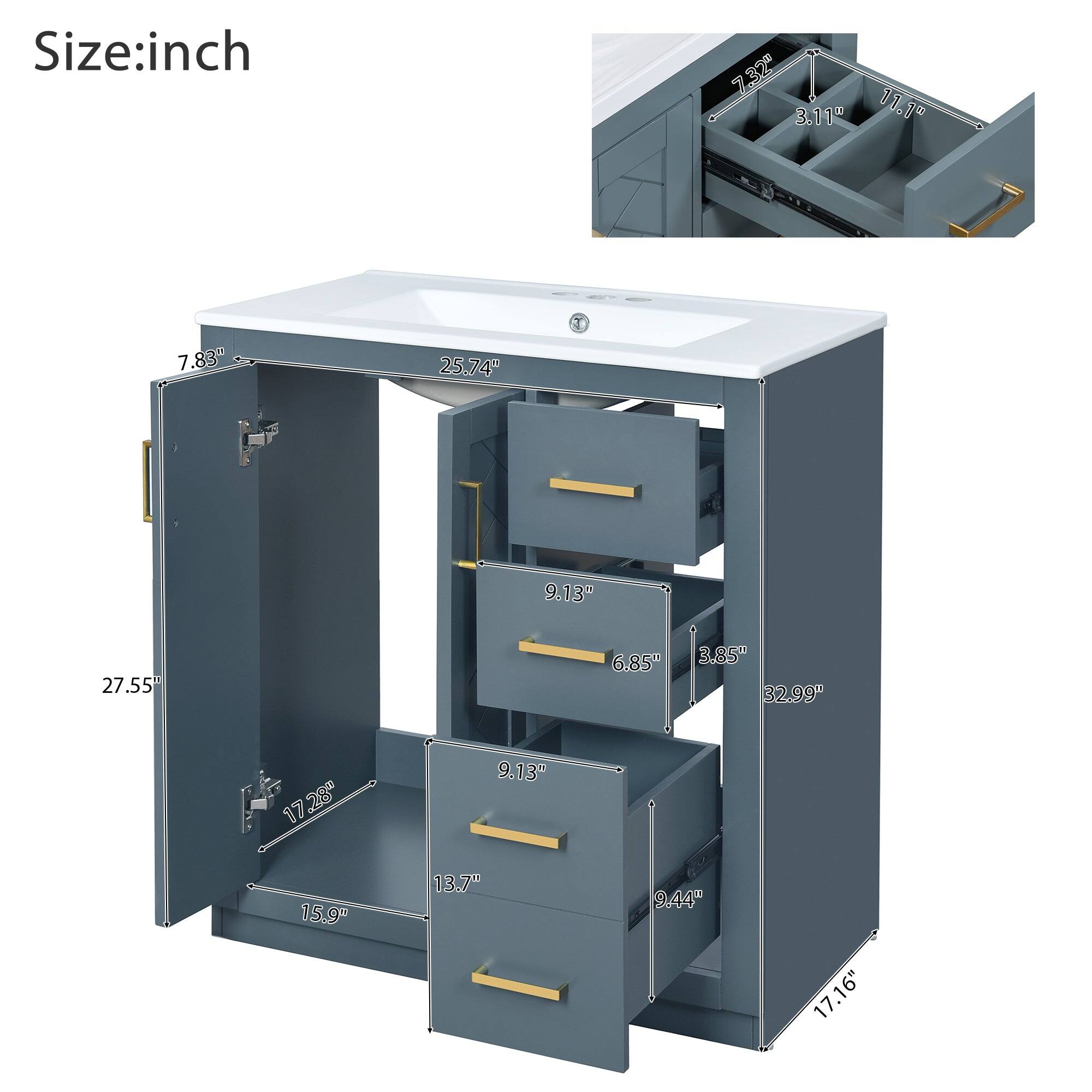 Size: inch  
7.32" 3.11" 11.1" 7.83" 25.74" 9.13" 27.55" 6.85" 3.85" 32.99" 17.28" 9.13" 15.9" 13.7" 9.44" 17.16"