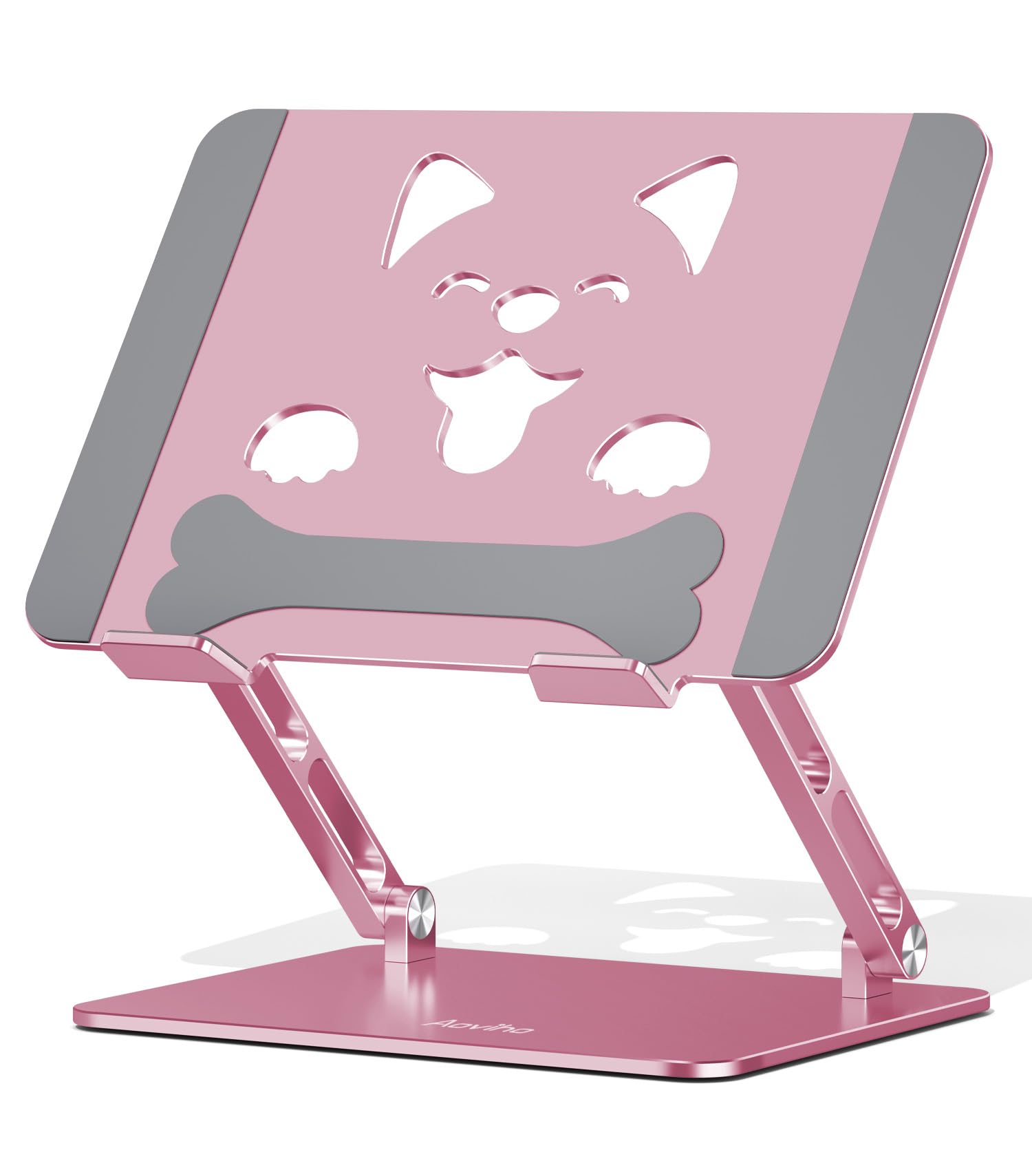 Front. HongFei - Laptop Stand for Desk-Adjustable, Foldable, Portable, Ergonomic Aluminum Notebook Riser with Cooling Vent for 10-17" - Rose Gold.