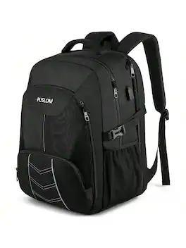 Live At Space - Large Backpack Men 55L, 18.4Inch Travel Laptop with Charging Port Business Flight Approved Carry On Backpack, TSA Big - 18.4 inches + Black