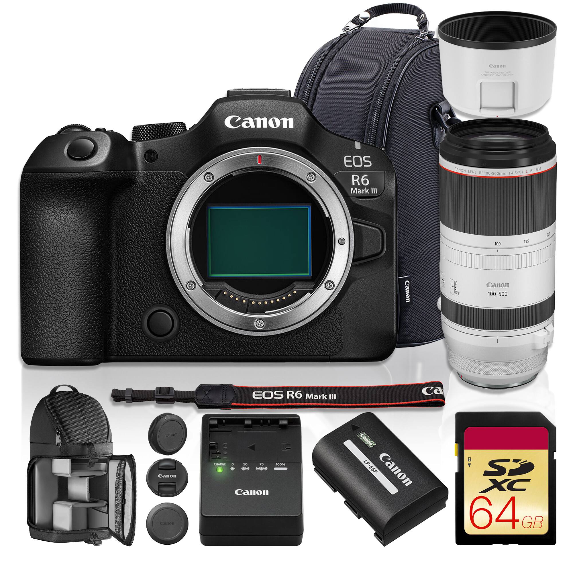 Canon  
EOS R6 Mark III  
CANON LENS F4.5-7.1 5.05% RF100-500mm  
100  
85  
Canon 100-500  
EOS R6 Mark III  
Canon  
Canon Cance  
CHARGE: x n 100% ... Canon  
Adidas LP-E6P Canon  
i S XC 64G