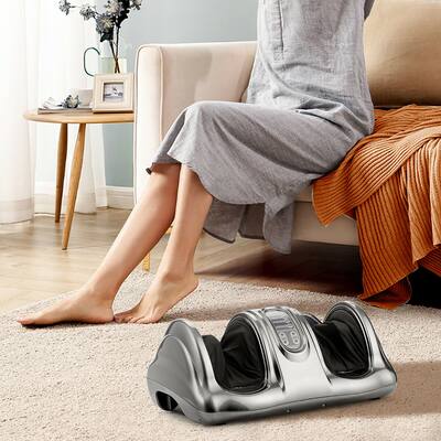 Costway - Shiatsu Foot Massager Kneading and Rolling Leg Calf Ankle with Remote - Gray Costway - Shiatsu Foot Massager Kneading and Rolling Leg Calf Ankle with Remote - Gray