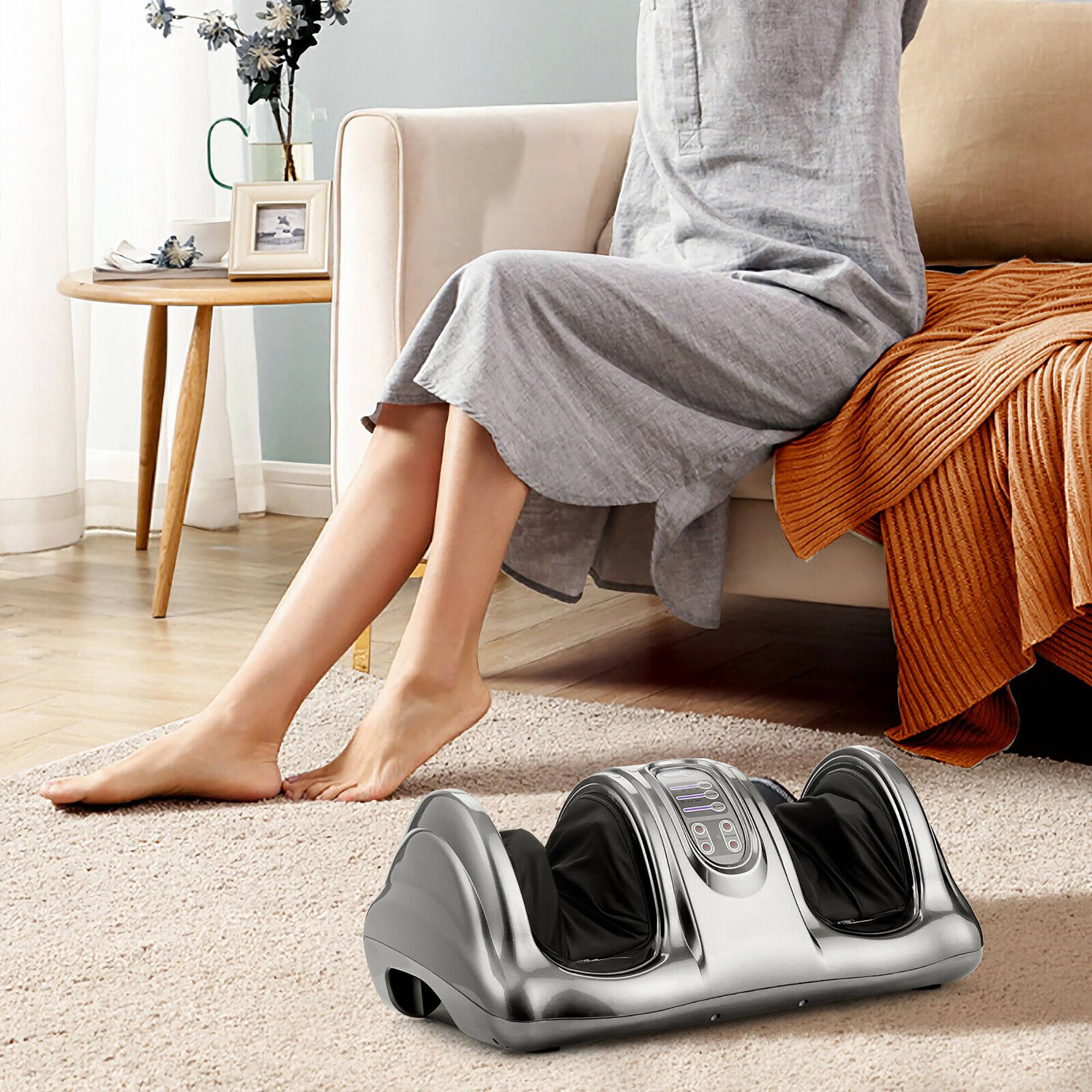 Alt View 17. Costway - Shiatsu Foot Massager Kneading and Rolling Leg Calf Ankle with Remote Gray - Gray.