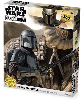 PRIME FANDALORIAN SANDA
2 - - FLTE GRIAN 30202
STAR WARS THE MANDALORIAN
6+ 500 Coos- 500 PRTIE 3D PRIME 3D PUZZLE 24 X 18 IN. (61 X 46 CM) NET PUZZLE E.CH
3D MAND PRIME 1 Disney