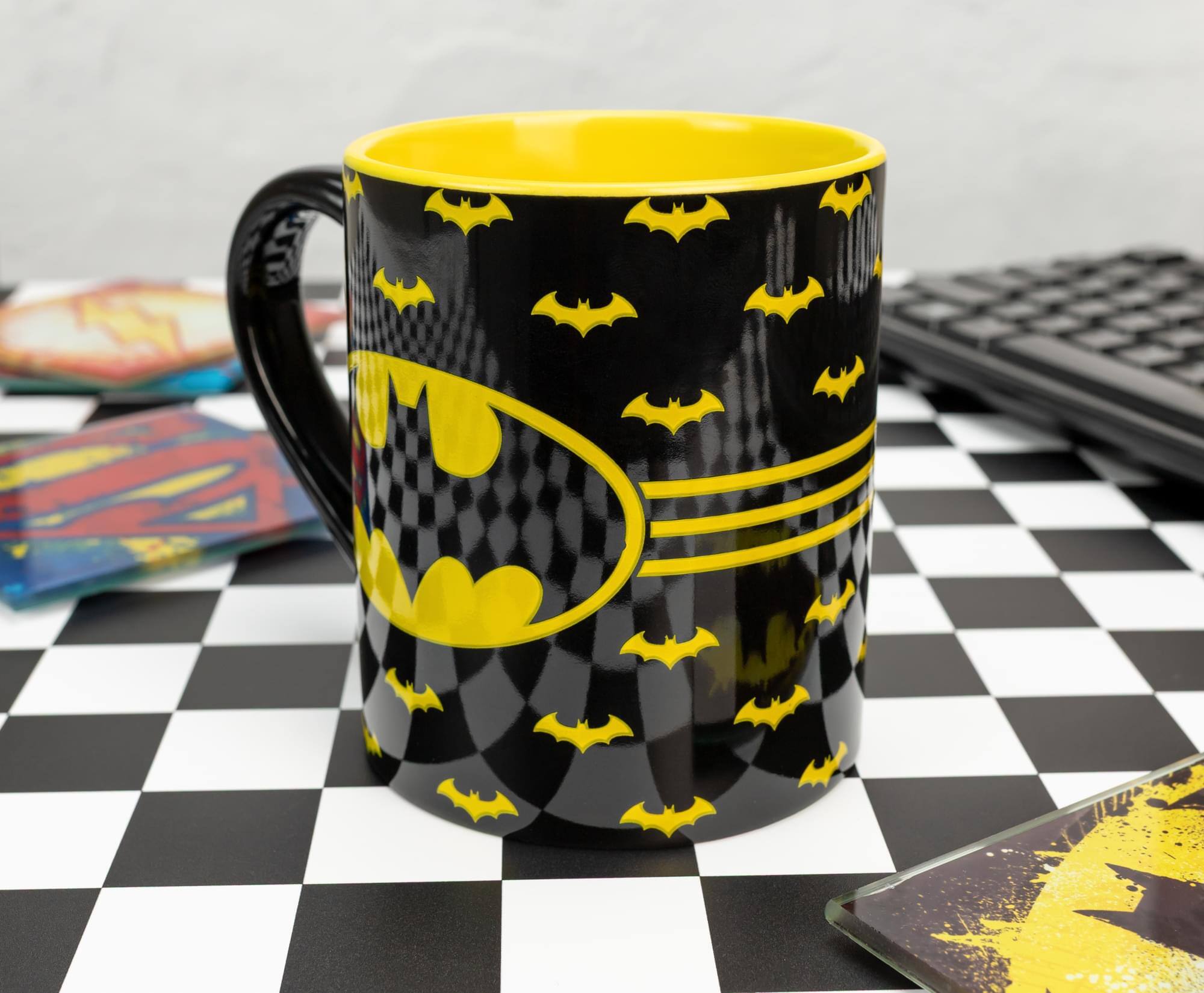Alt View 4. Silver Buffalo - DC Comics Batman Logo Ceramic Mug | Holds 14 Ounces - Multi-Colored.