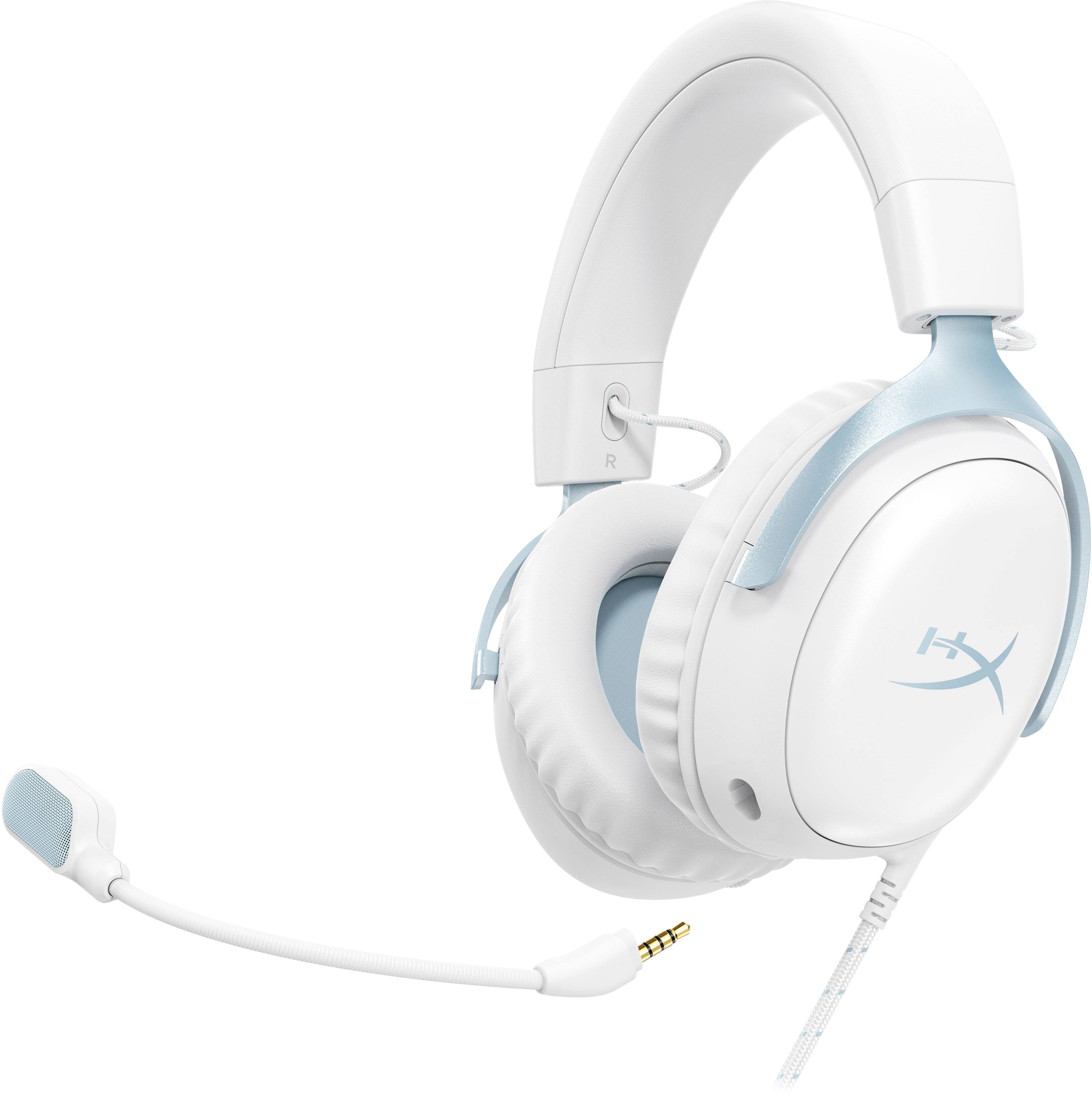 Back. HyperX - Cloud III Wired Gaming Headset for PC, PS5, PS4, Xbox Series X|S, Xbox One, Nintendo Switch, and Mobile - White/Light Blue.