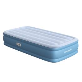 Beautyrest - Sensarest Raised Inflatable Air Mattress with Built-In Pump, Twin - GRAY/BLUE