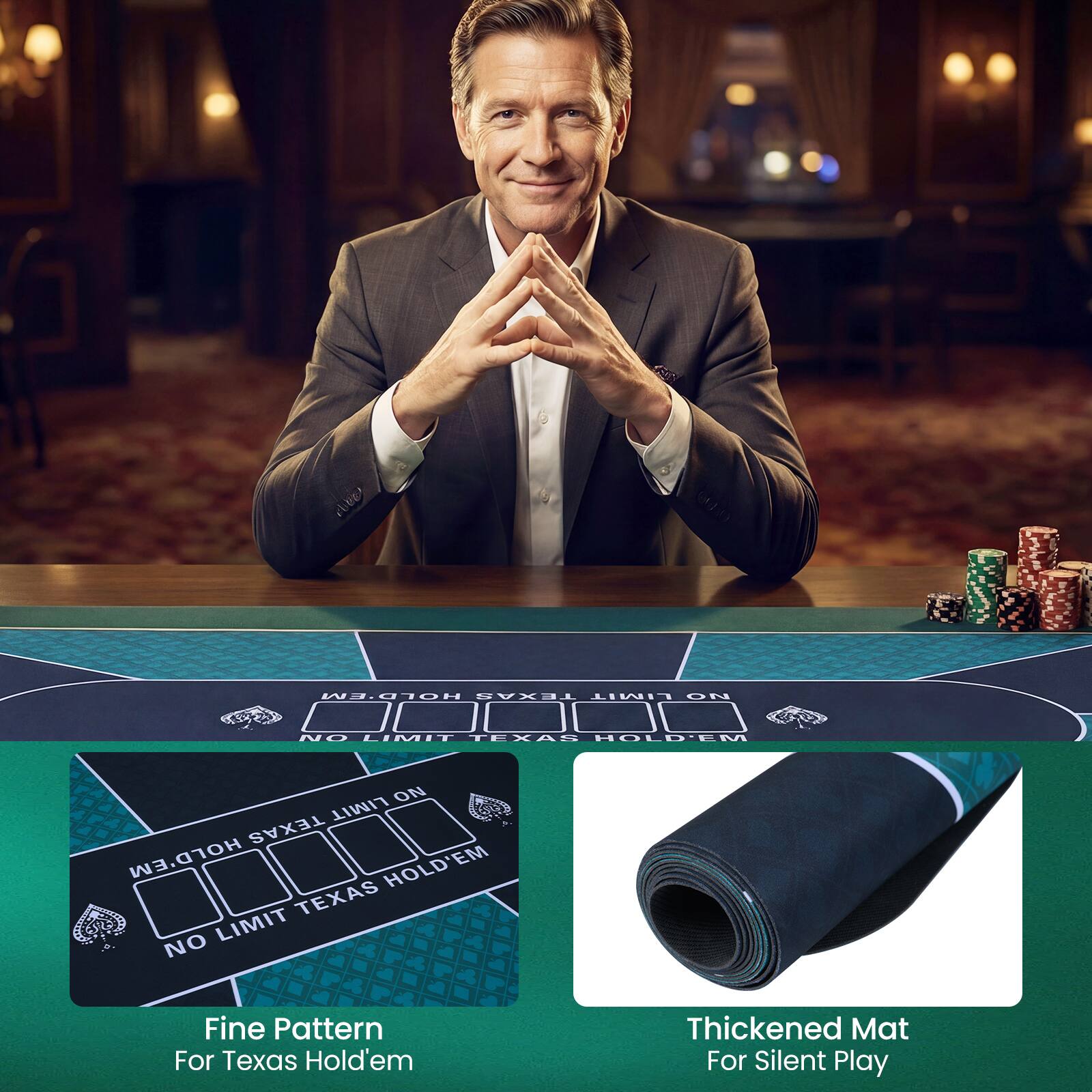 HOLD'EM TEXAS LIMIT ONI NO ..... TEXAS HOLD'EM ON LIMIT TEXAS HOLD'EM HOLD'EM TEXAS LIMIT NO

Fine Pattern For Texas Hold'em

Thickened Mat For Silent Play