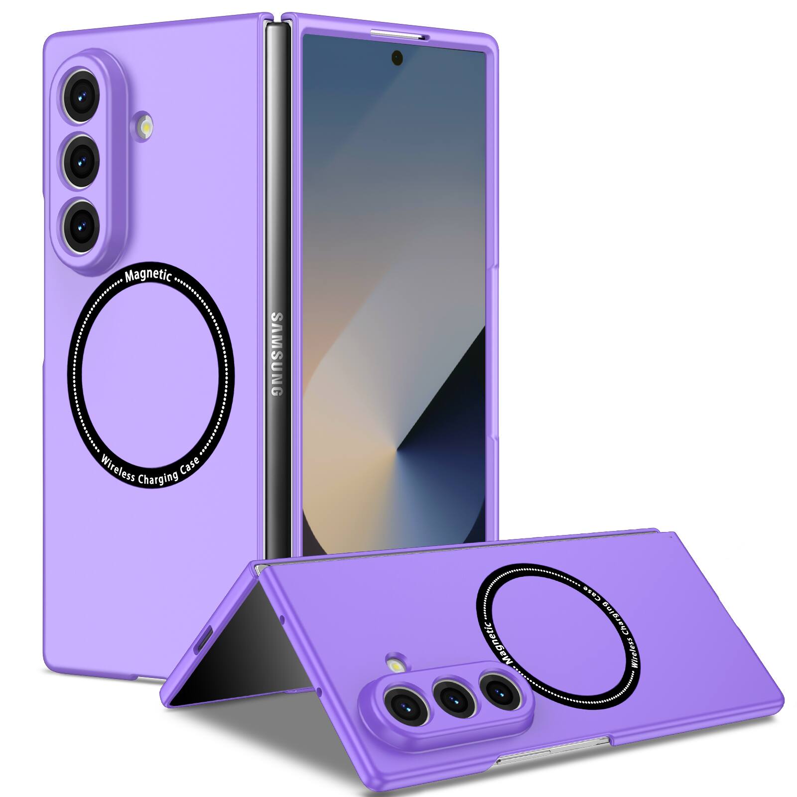 Dteck - for Samsung Galaxy Z Fold8 Ultra Case,Slim Matte PC Phone Cover,Mag Safe Compatible,Magnetic Folding Shockproof Cover - Purple