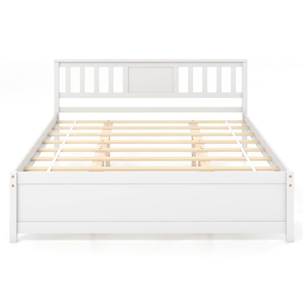 Front. Kadyn - Platform Bed Frame Bedroom Bed FrameWooden Platform Bed with Headboard and Wood Slat Support WhiteQueen Size - White-Queen.