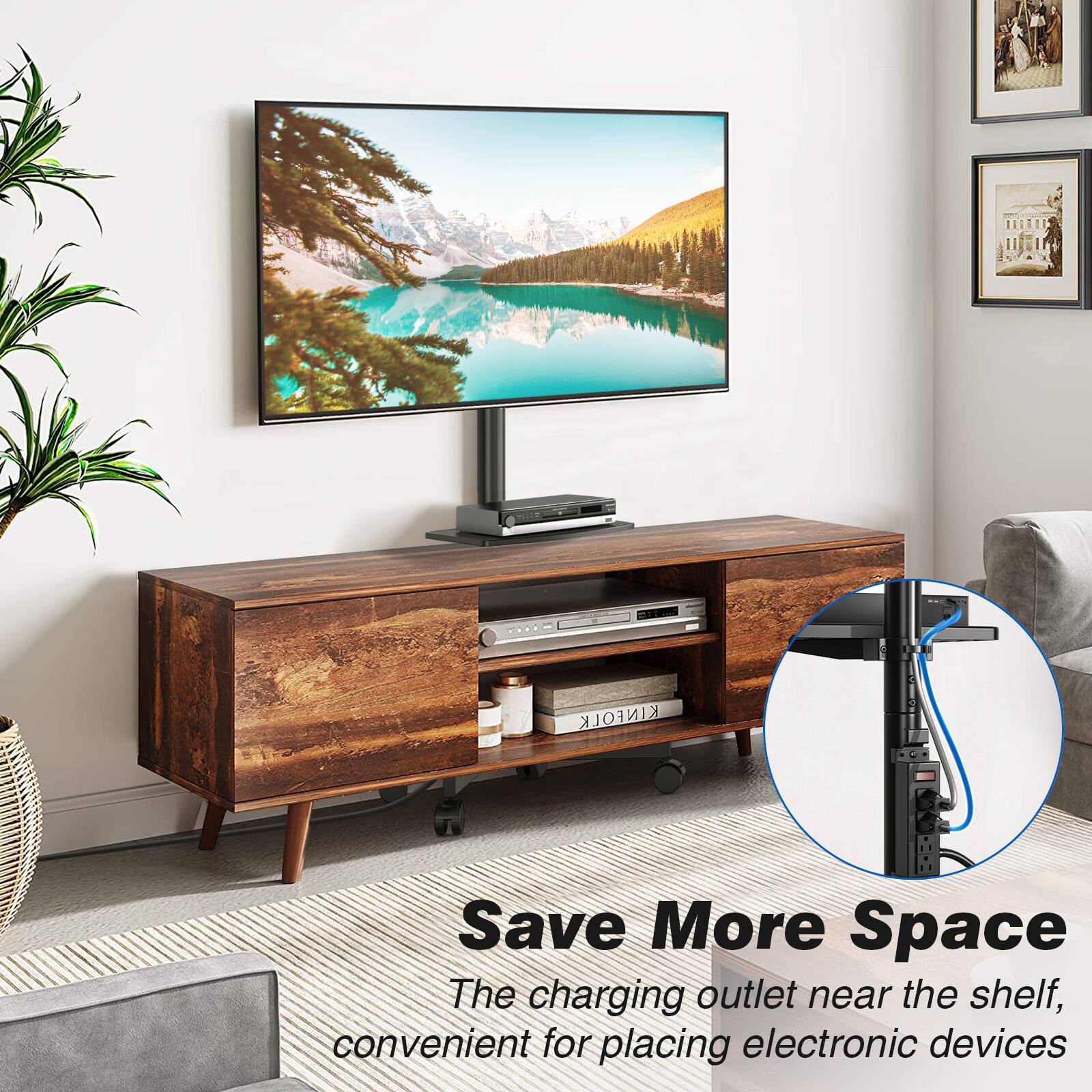 Save More Space  
The charging outlet near the shelf, convenient for placing electronic devices