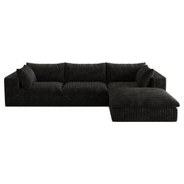 Boyel Living - Black Modular 4 Seat Fabric Sectional Sofa 118.2-in L x 78.8-in W x 24.0-in H - Black